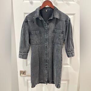 YFB  Black Mineral Washed Denim Mini Shirtdress size‎ Small